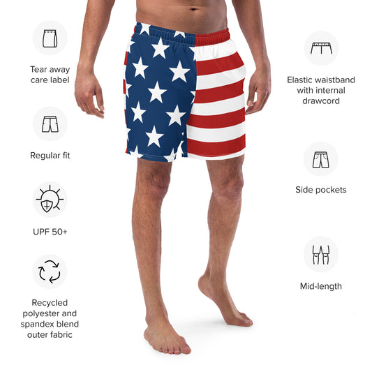 American Flag Print Men's swim trunks