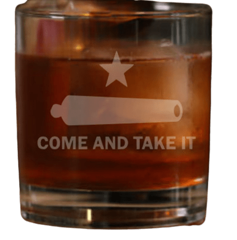 FreedomKat Designs Drinkware Come And Take It Etched Whiskey Glasses