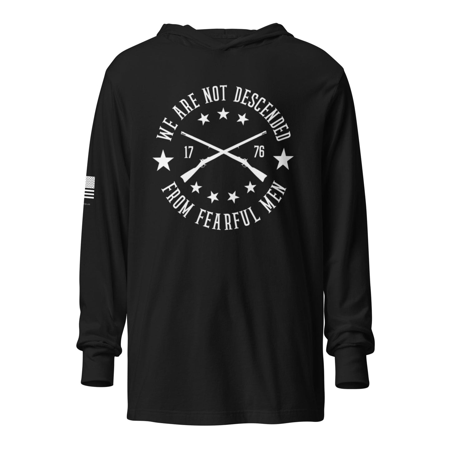 FreedomKat Designs, LLC Black / XS We Are Not Descended Hooded long-sleeve tee