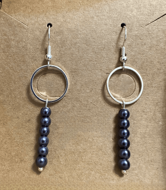 FreedomKat Designs, LLC Dark Blue Bead Dangle Earrings