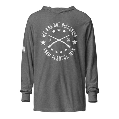 FreedomKat Designs, LLC Grey Triblend / XS We Are Not Descended Hooded long-sleeve tee