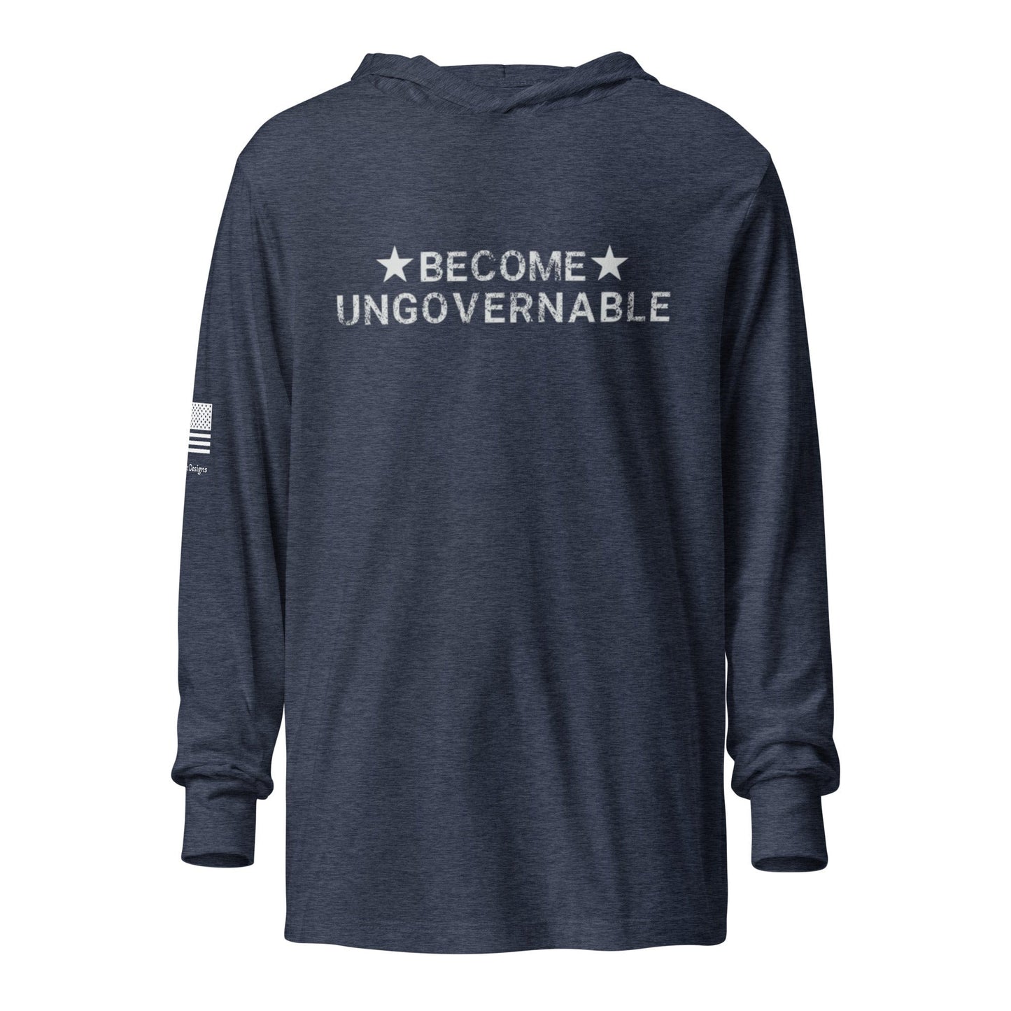 FreedomKat Designs, LLC Heather Navy / XS Become Ungovernable Hooded long-sleeve tee