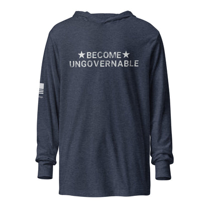 FreedomKat Designs, LLC Heather Navy / XS Become Ungovernable Hooded long-sleeve tee