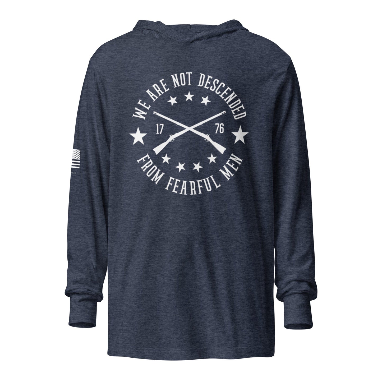 FreedomKat Designs, LLC Heather Navy / XS We Are Not Descended Hooded long-sleeve tee