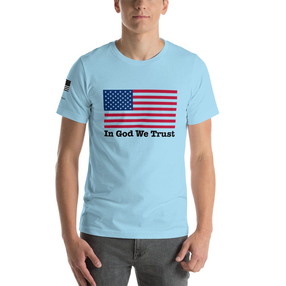 FreedomKat Designs, LLC Ocean Blue / 3XL In God We Trust American Flag T-Shirt