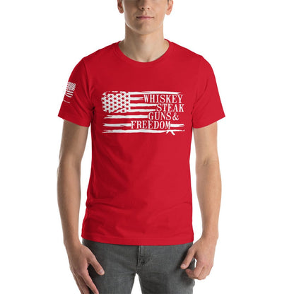FreedomKat Designs Red / S Whiskey, Steak, Guns & Freedom T--Shirt