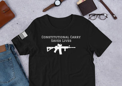 FreedomKat Designs T-Shirt Black / S Constitutional Carry Saves Lives (AR)