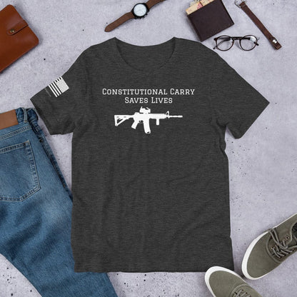 FreedomKat Designs T-Shirt Dark Grey Heather / S Constitutional Carry Saves Lives (AR)
