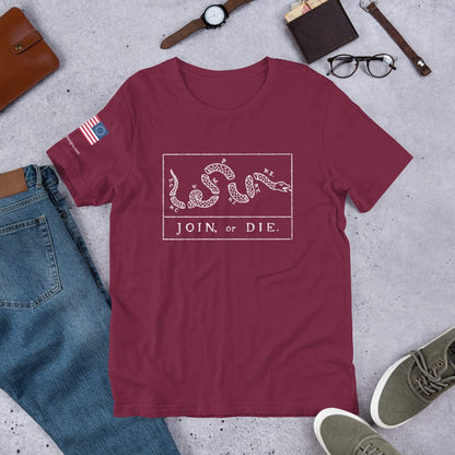 FreedomKat Designs T-Shirt Maroon / S Join Or Die T-Shirt