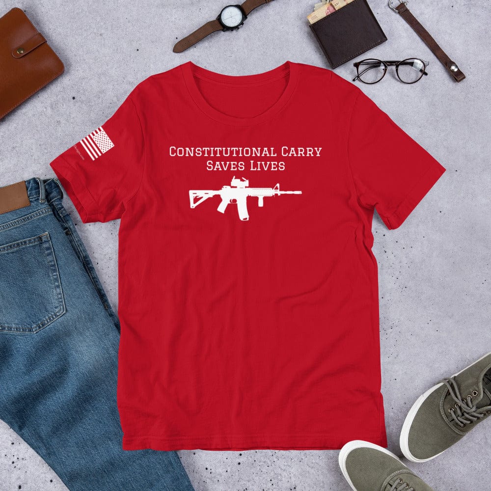 FreedomKat Designs T-Shirt Red / S Constitutional Carry Saves Lives (AR)
