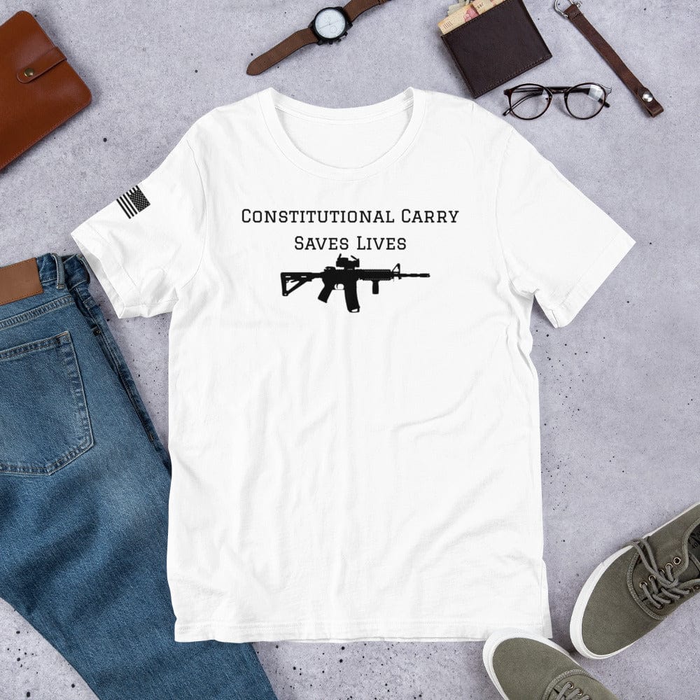 FreedomKat Designs T-Shirt White / S Constitutional Carry Saves Lives (AR)