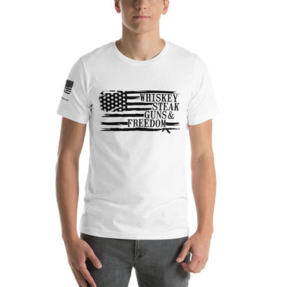 FreedomKat Designs White / S Whiskey, Steak, Guns & Freedom T--Shirt