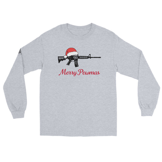 Merry Pew-Mas AR-15 Christmas Shirt Men’s Long Sleeve Shirt